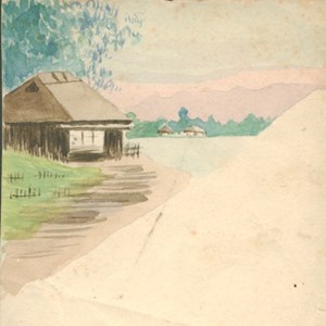 Aguarela de paisagem.