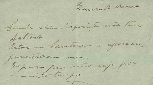 Carta de José Mendes Cabeçadas Júnior, para Maria Vieira Cabeçadas, informando-a de que se encontrava preso em Santarém, na sequência do golpe militar de 28 de maio de 1926.