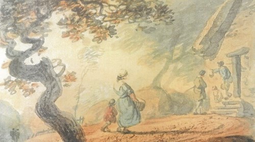 Figura 1: «Cena campestre». D. Carlos de Bragança. Aguarela sobre papel.