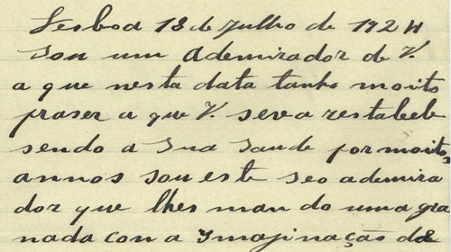 Carta de Alfredo Antunes para o antigo Presidente da República António José de Almeida.