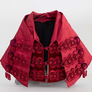 Capelo do traje doutoral de Teófilo Braga. Juntamente com a borla, fazia parte das insígnias doutorais recebidas em 1868. Simboliza a Ciência e a cor carmesim corresponde ao curso de Direito. Encontra-se na Biblioteca Pública e Arquivo Regional de Ponta Delgada.