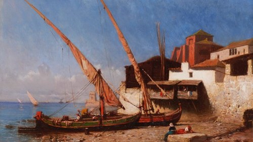 Marinha da autoria de Tony de Bergue, adquirida para a residência privada do Presidente da República, no Palácio de Belém.