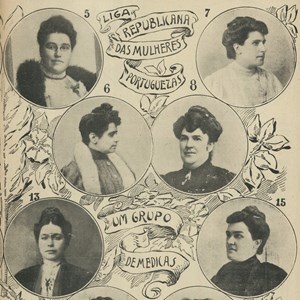 Associadas da Liga Republica das Mulheres Portuguesas, entre elas Ana de Castro Osório, Maria Veleda, Sofia Quintino, Adelaide Cabete e Carolina Beatriz Ângelo.