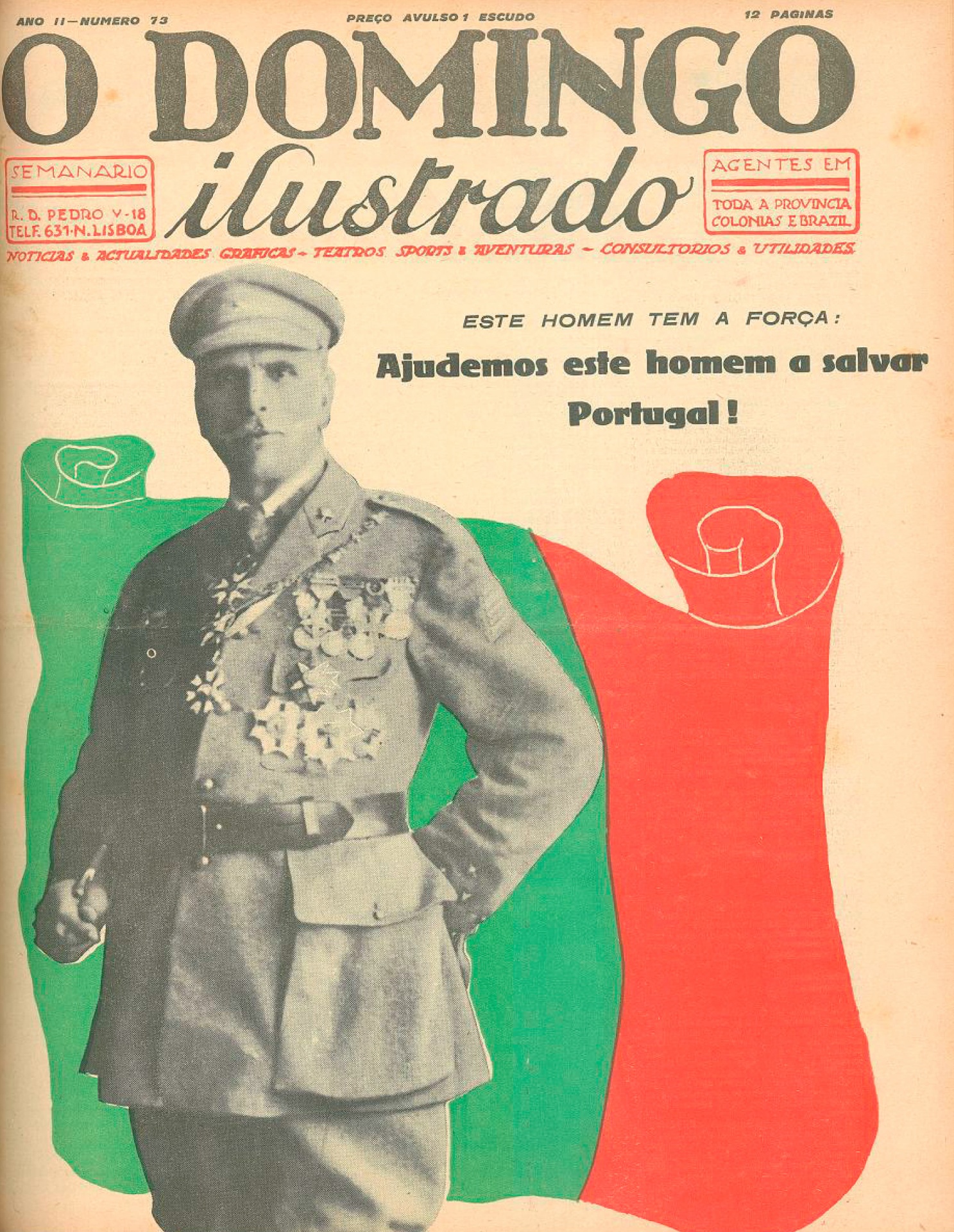 Capa de «O Domingo Ilustrado» com o general Gomes da Costa.